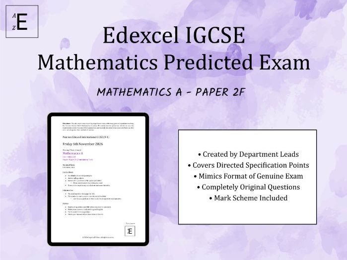 Autumn 2026 IGCSE Maths Predicted Exam - Paper 2F (Foundation Tier)