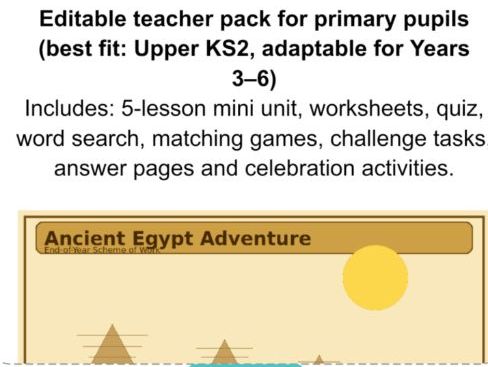 Cool KS2 Ancient Egypt Lesson pack.