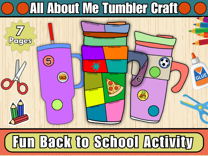 All About Me Tumbler Craft | Get to Know Me Activity-Back to School-Water Bottle