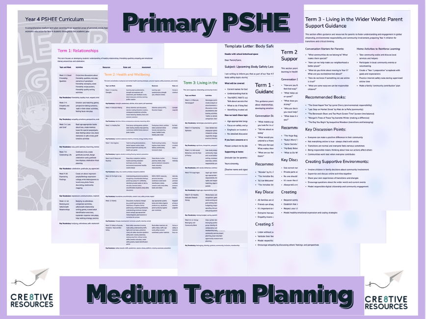 Primary PSHE Medium Term Planning MTP Y4