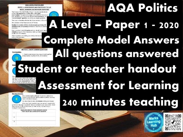 AQA A Level Politics Model Answers - Full Papers - Paper 1 - 2020 - Student/Teacher Handout