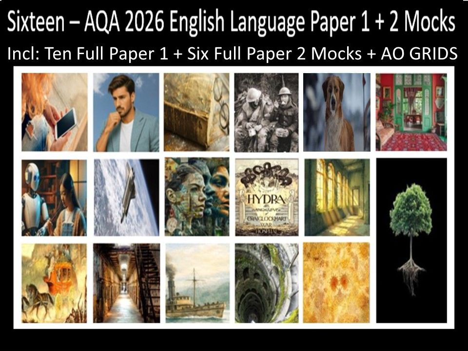 Sixteen AQA 2026 English Language Paper 1 + 2 Mocks | AO GRIDS
