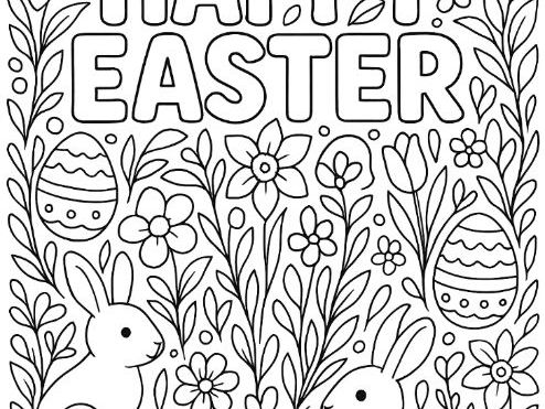 Easter Bunnys Colouring Sheet