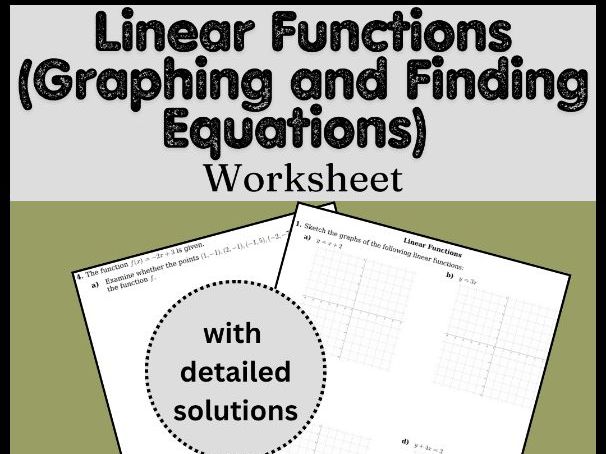 Linear Functions (Graphing and Finding Equations) Worksheet