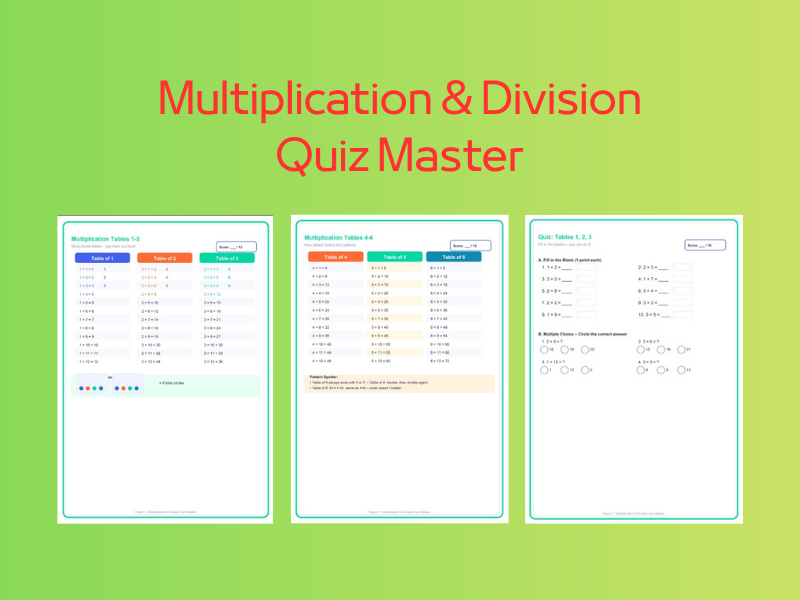 Multiplication & Division Quiz Master