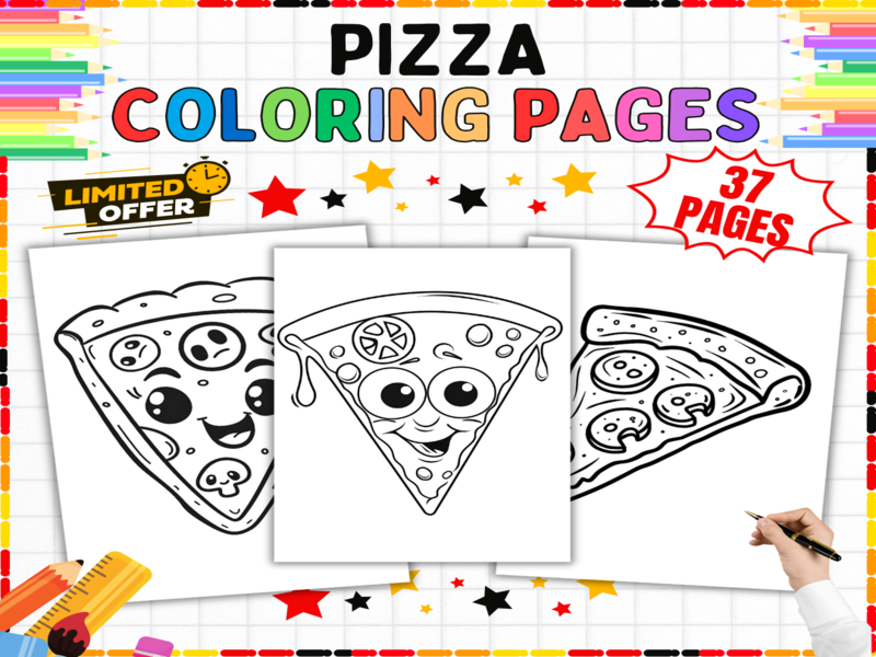 Pizza Colouring Pages | Fun Food Themed Art Activities for Early Years & Primary School