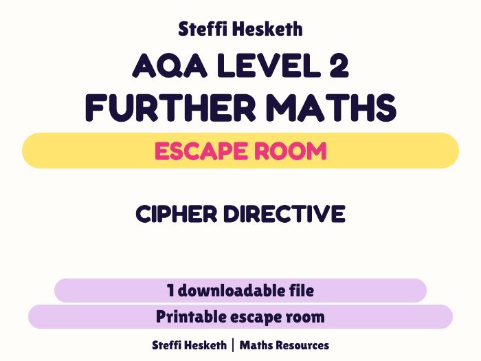 AQA Level 2 Further Maths Escape Room – Cipher Directive | Complete Revision Pack