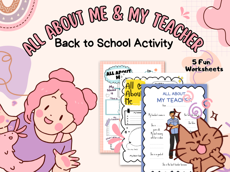 All About Me & My Teacher | Back to School Activity | 5 Fun Worksheets
