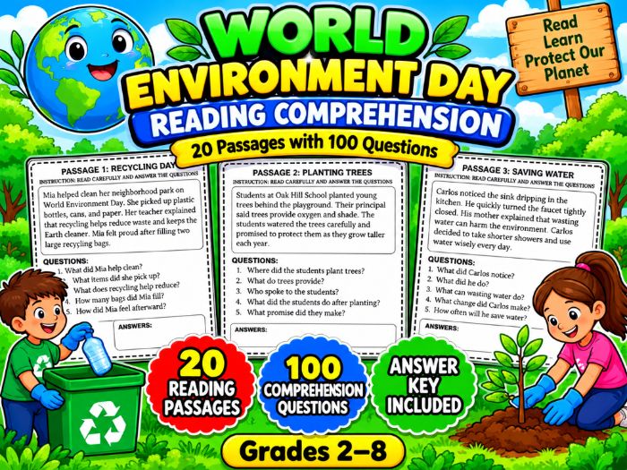 World Environment Day Reading Comprehension | 20 Passages with Answer Key