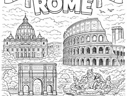 Rome, Italy Colouring Page