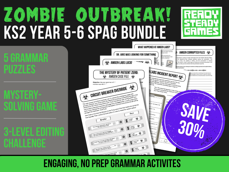 Grammar Puzzle Bundle | KS2 SPaG Activities, Mystery & Editing Challenge | Year 5–6