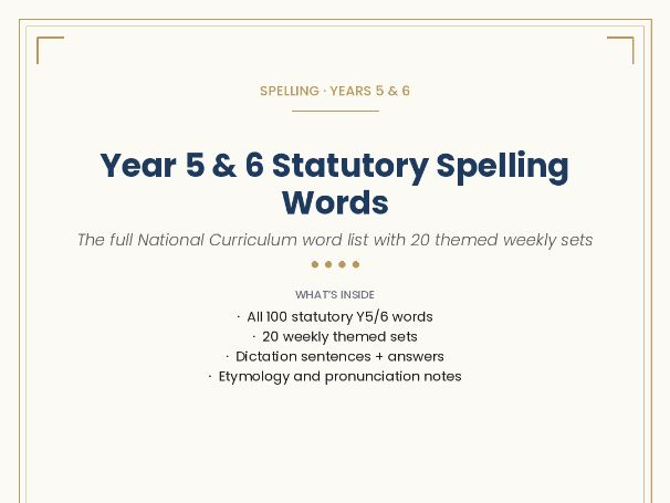 SPELLING · YEARS 5 & 6 Year 5 & 6 Statutory Spelling Words
