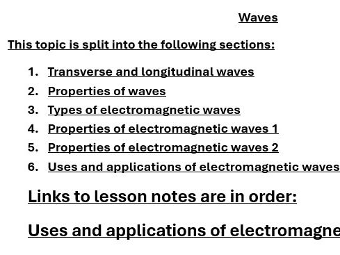 AQA GCSE Combined and separate Topic 6 Waves Mastery revision booklet