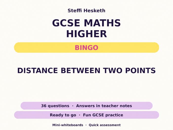 Distance between Two Points GCSE Maths Higher Bingo