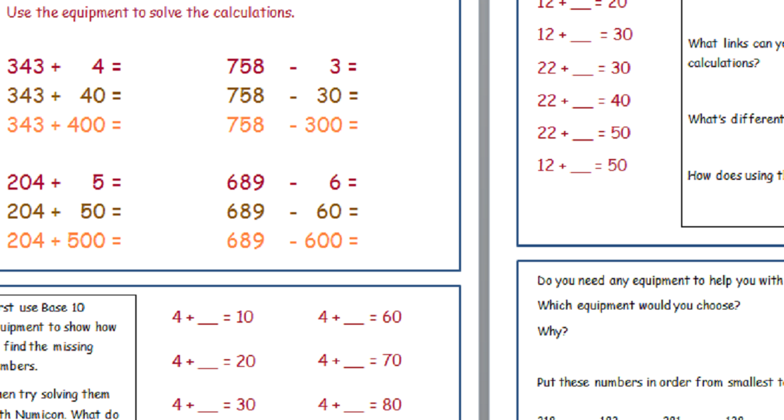 Exploring the use of mathematical manipulatives - Numicon and Base 10 (Dienes)