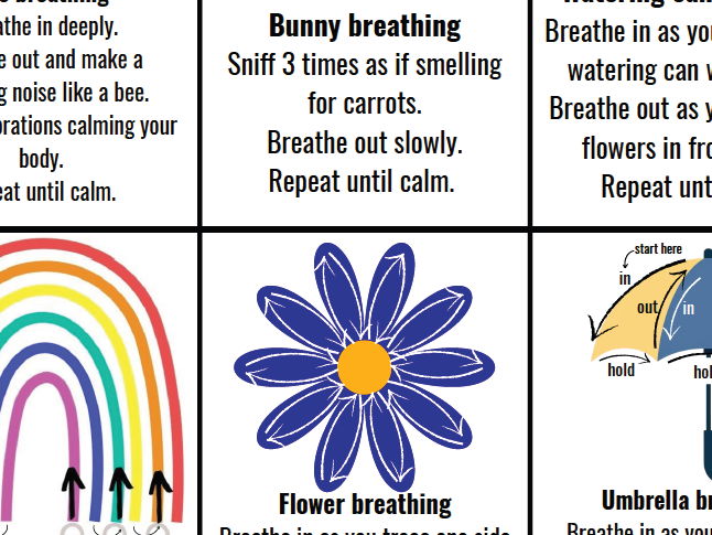 Spring themed breathing technique flashcards