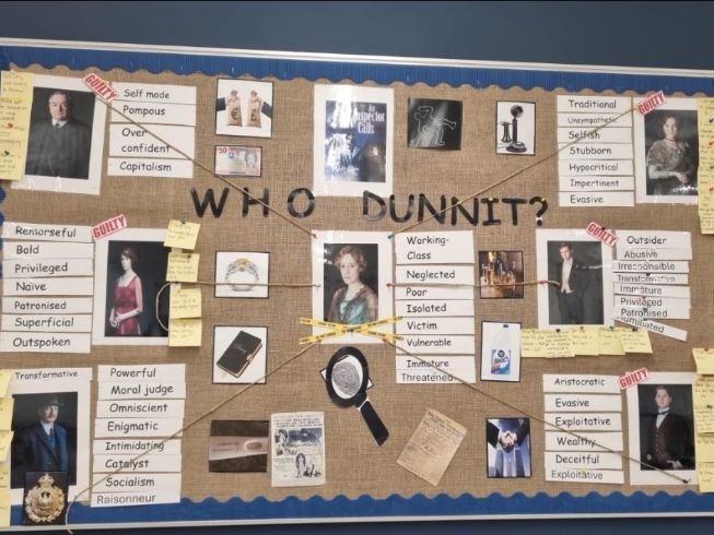 Suspect Board Example An Inspector Calls Classroom Display ( Suspect Board) | Teaching Resources