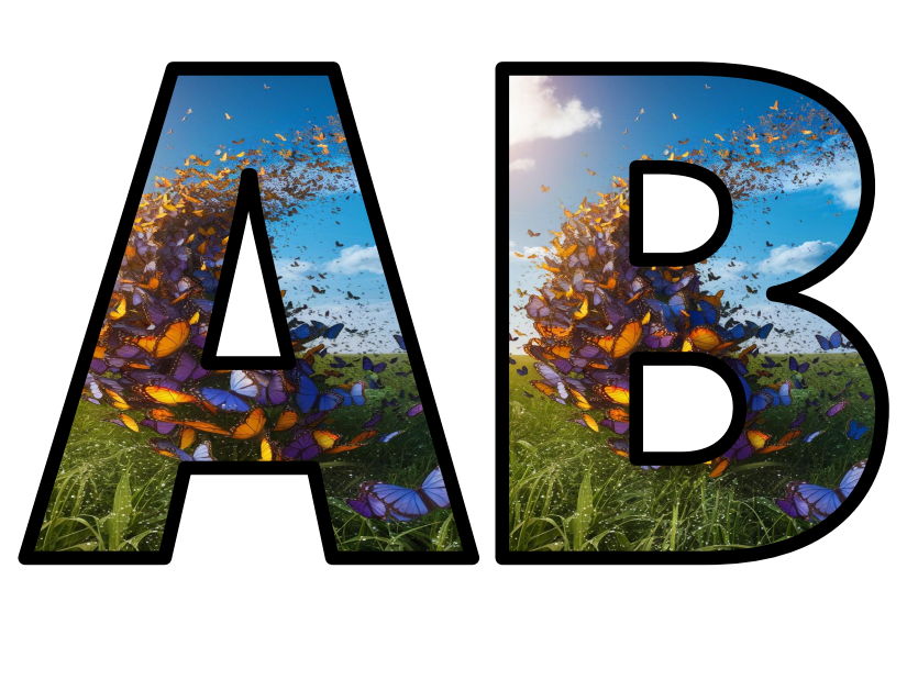 Butterflies FLying Nature Field Many Lettering Set Display Title ...