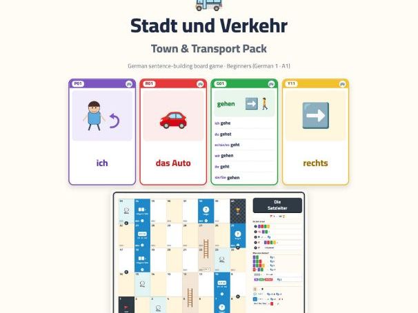 German Town & Transport Sentence-Building Game