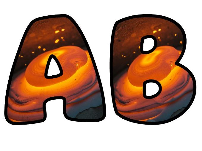 Magma Lava Rock Classroom Display | Lettering Set | Upper & Lowercase, 0-9 and Signs