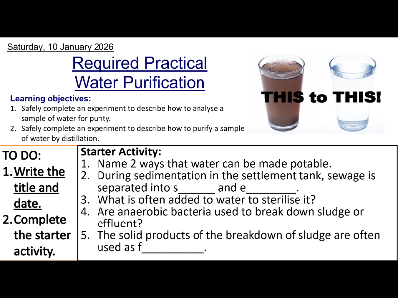 AQA GCSE Combined Science Chemistry: Water Purification Required Practical Complete Lesson