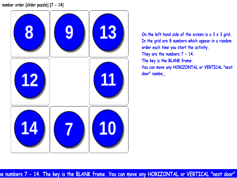 number [slider puzzle] [7 - 14]