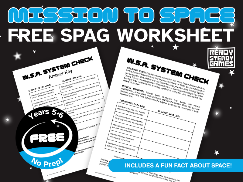 FREE KS2 Grammar Worksheet – Mission to Space Sentence Fixer | Year 5–6 SPAG Activity
