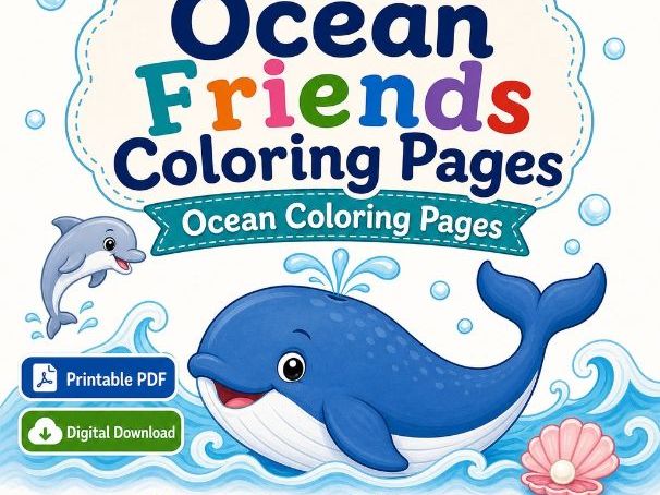 Ocean Friends Coloring Pages | Ocean Coloring Pages | Printable PDF | Digital Download