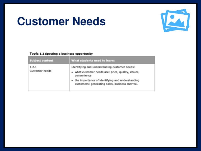Customer Needs – GCSE Business Lesson