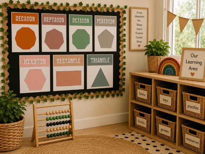 Neutral Boho 2D Shape Posters | EYFS & KS1 Maths Display