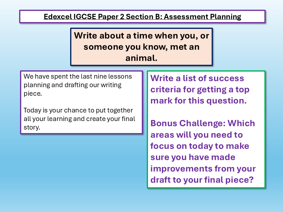 Edexcel IGCSE English Language Imaginative Writing