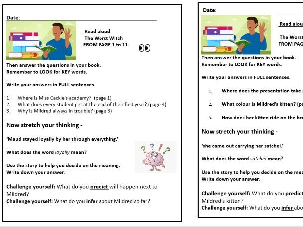 The Worst Witch Reading Comprehension Unit