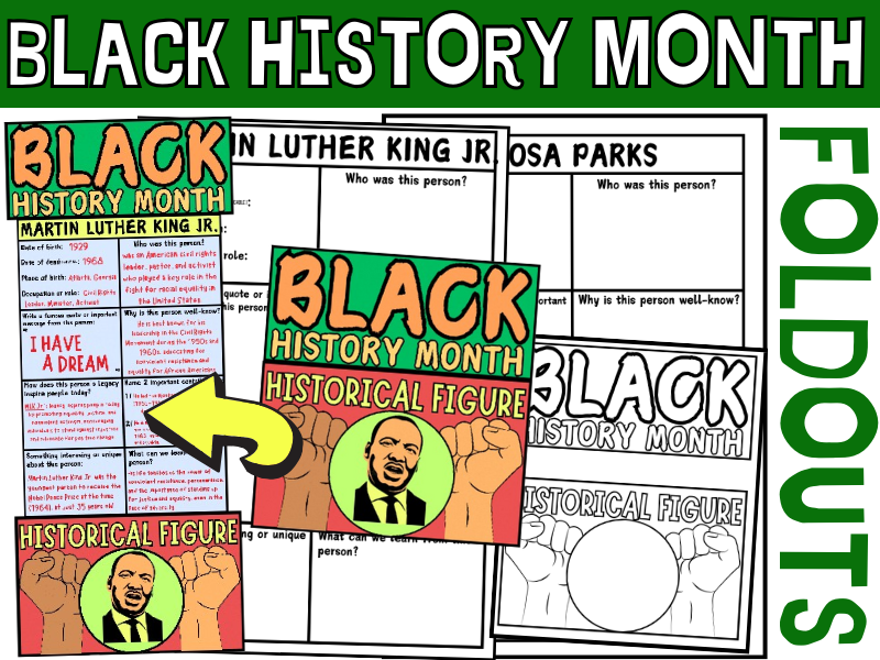 Black History Month time line Foldout Craft famous figures Information Cards & Writing Templates