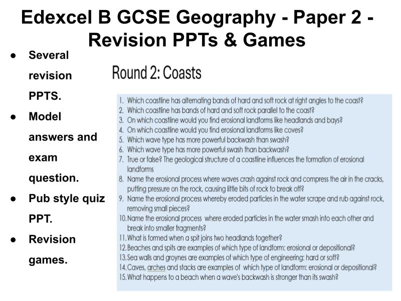 Edexcel B GCSE Geography Paper 2 Revision PPTs & Resources
