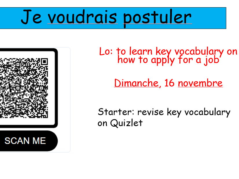 STUDIO GCSE - Je voudrais postuler - applying for jobs