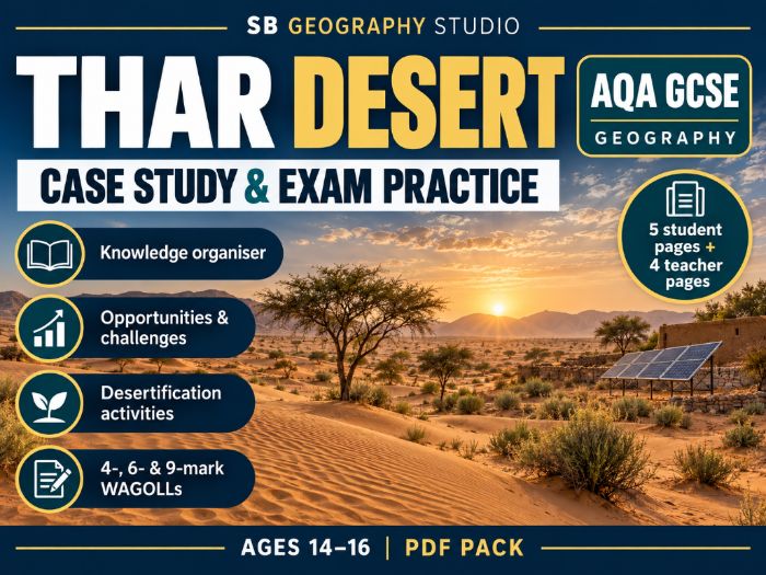 Thar Desert | AQA GCSE Geography | Case Study, Knowledge Organiser & WAGOLLs