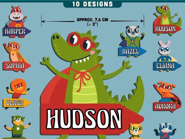 Superhero Animal Name Tags, Editable Locker & Cubby Labels, Colorful Classroom Adventure