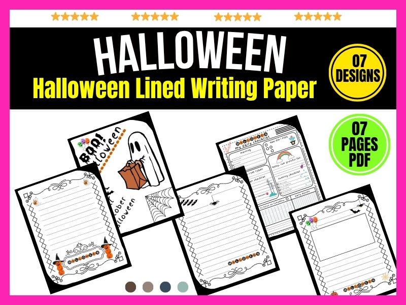 Fall October Halloween Lined Writing