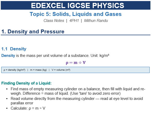 Solids Liquids and Gases_Edexcel_IGCSE