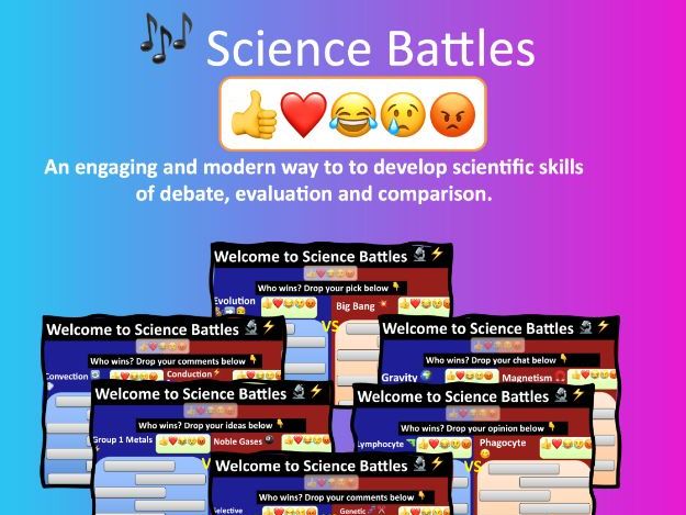 Science Battles - Fun plenary - Debate Compare Evaluate GCSE KS3