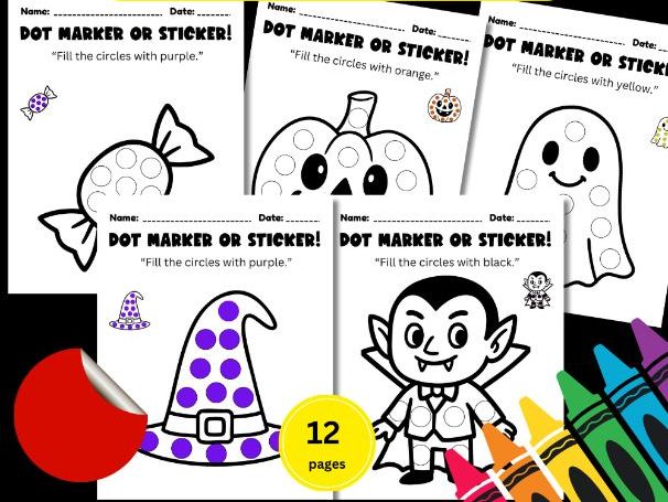 Halloween Dot Marker & Dot Sticker Worksheets | Preschool & Kindergarten