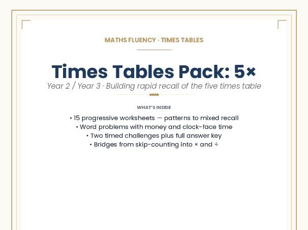 Times Tables Pack: 5×
