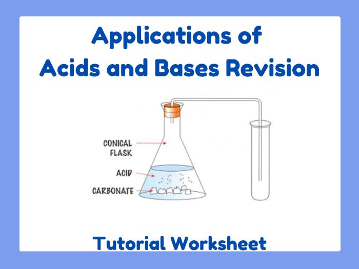 Applications Of Acids And Bases Revision Tutorial Worksheet Teaching 