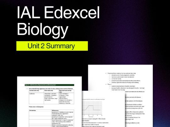 Edexcel IAL Unit 2 Biology Complete Summary | Teaching Resources