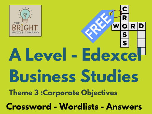 A Level Business Studies - Edexcel - Crossword Puzzle - Corporate Objectives
