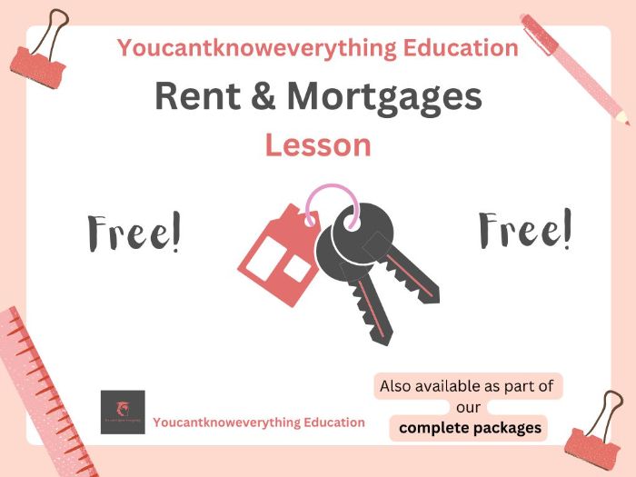 Rent and Mortgage Lesson PSHE