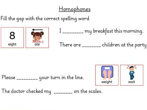 Y3 Homophones practise activities