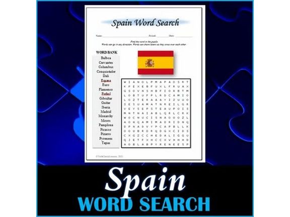 All About Spain Word Search Puzzle