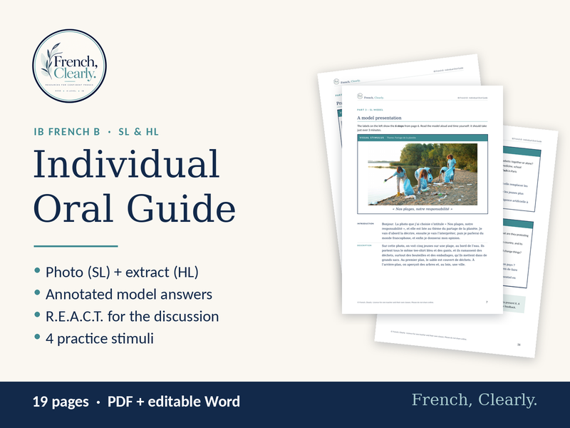 IB French B Individual Oral Guide (SL/HL) – Model Answers & Practice Stimuli