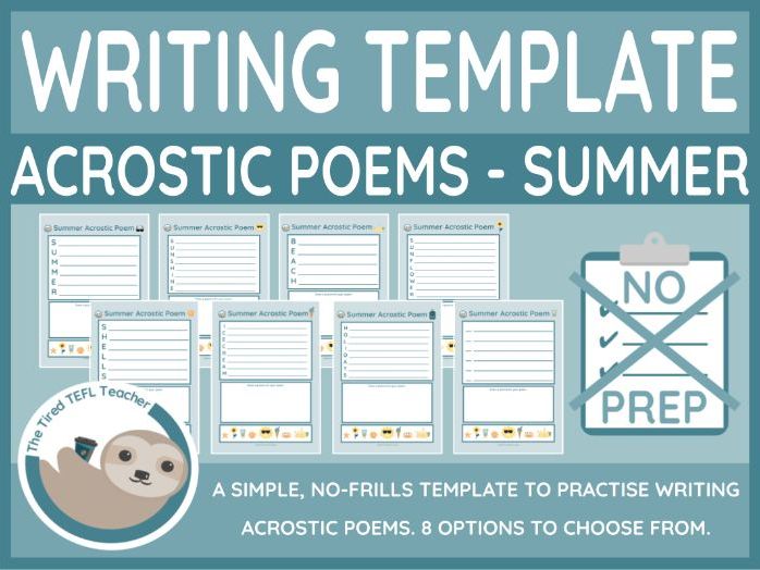 Summer Acrostic Poem Templates